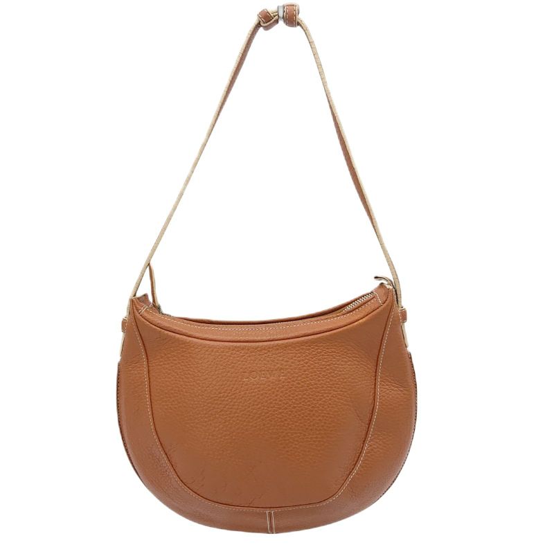 Loewe 2-Way Shoulder Bag Handbag Logo Shape Push Leather Round — view 3