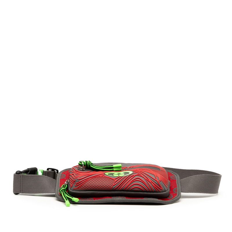 Gucci GG Nylon Body Bag Waist Grey Red Green Rubber — view 3