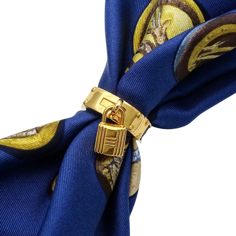 Hermes Scarf Ring Kelly Cadenas Motif GP Gold Green Accessories — view 2