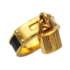 Hermes Scarf Ring Kelly Cadenas Motif GP Gold Green Accessories — view 5
