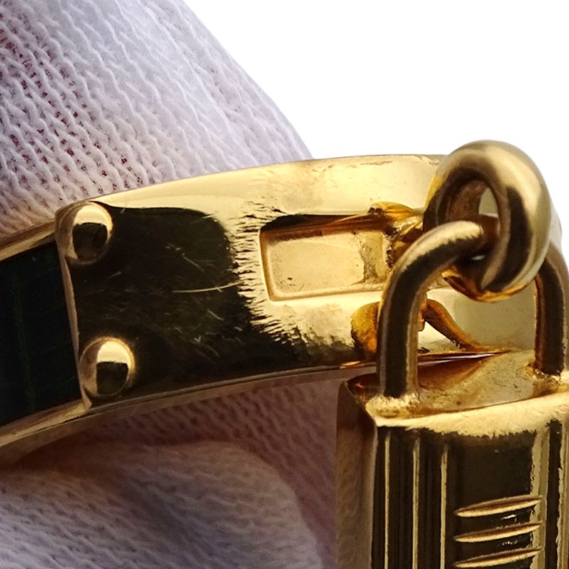 Hermes Scarf Ring Kelly Cadenas Motif GP Gold Green Accessories — view 9