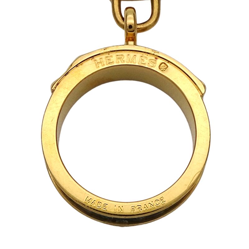 Hermes Scarf Ring Kelly Cadenas Motif GP Gold Green Accessories — view 6