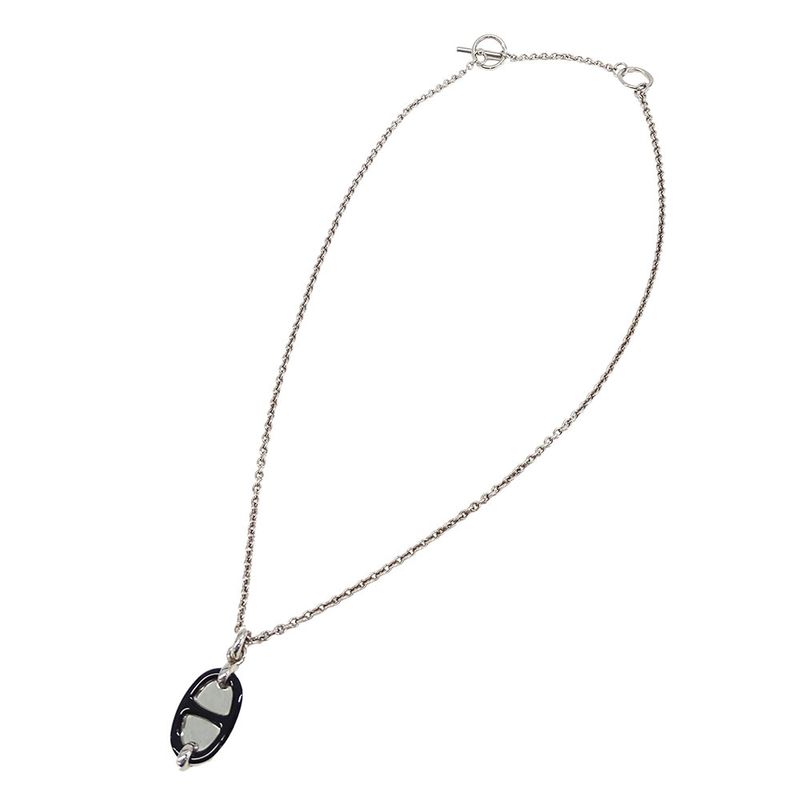 Hermes Necklace Mini Mayon PM Metal Silver Black Pendant Accessory — view 3