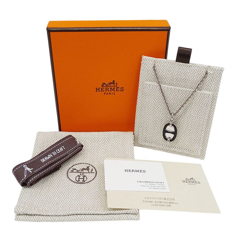Hermes Necklace Mini Mayon PM Metal Silver Black Pendant Accessory — view 5