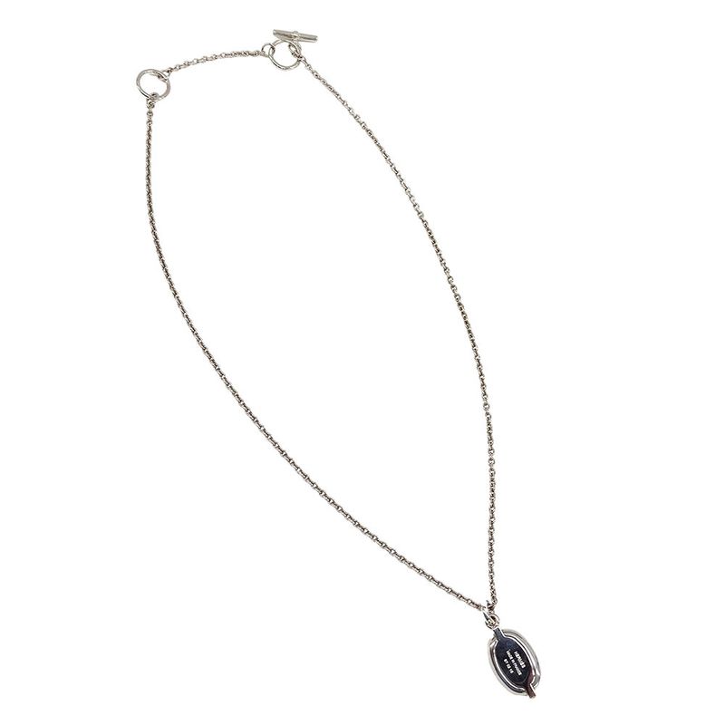 Hermes Necklace Mini Mayon PM Metal Silver Black Pendant Accessory — view 4