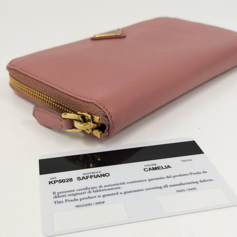 Prada Round Zipper Long Wallet Saffiano Leather Pink Kp5028 — view 4