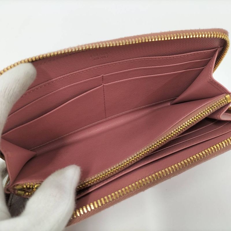 Prada Round Zipper Long Wallet Saffiano Leather Pink Kp5028 — view 7