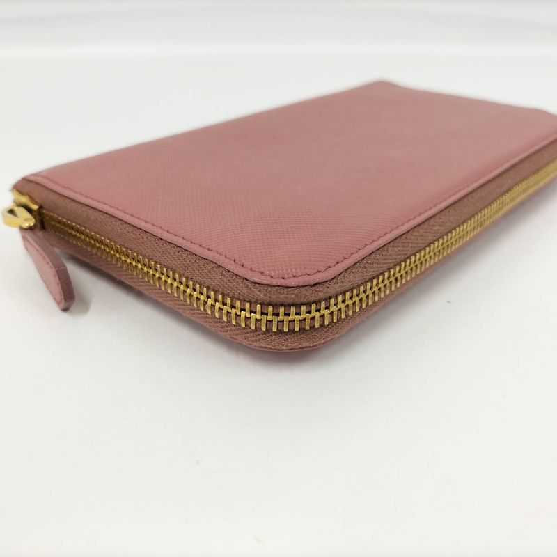 Prada Round Zipper Long Wallet Saffiano Leather Pink Kp5028 — view 6