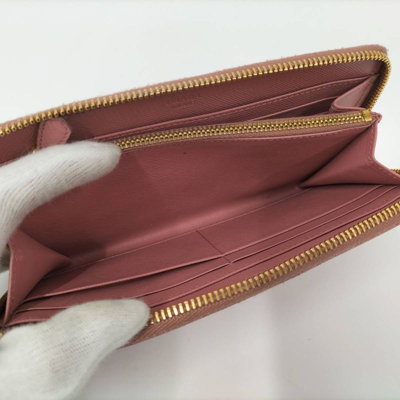 Prada Round Zipper Long Wallet Saffiano Leather Pink Kp5028 — view 8