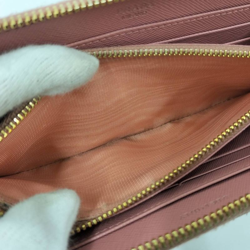 Prada Round Zipper Long Wallet Saffiano Leather Pink Kp5028 — view 9