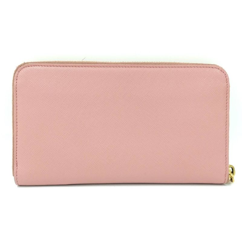Prada Round Zipper Long Wallet Saffiano Leather Pink Kp5028 — view 3