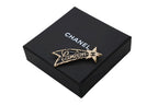 Chanel Brooch Shooting Star CC Logo Cambon Resin Metal Gold Black