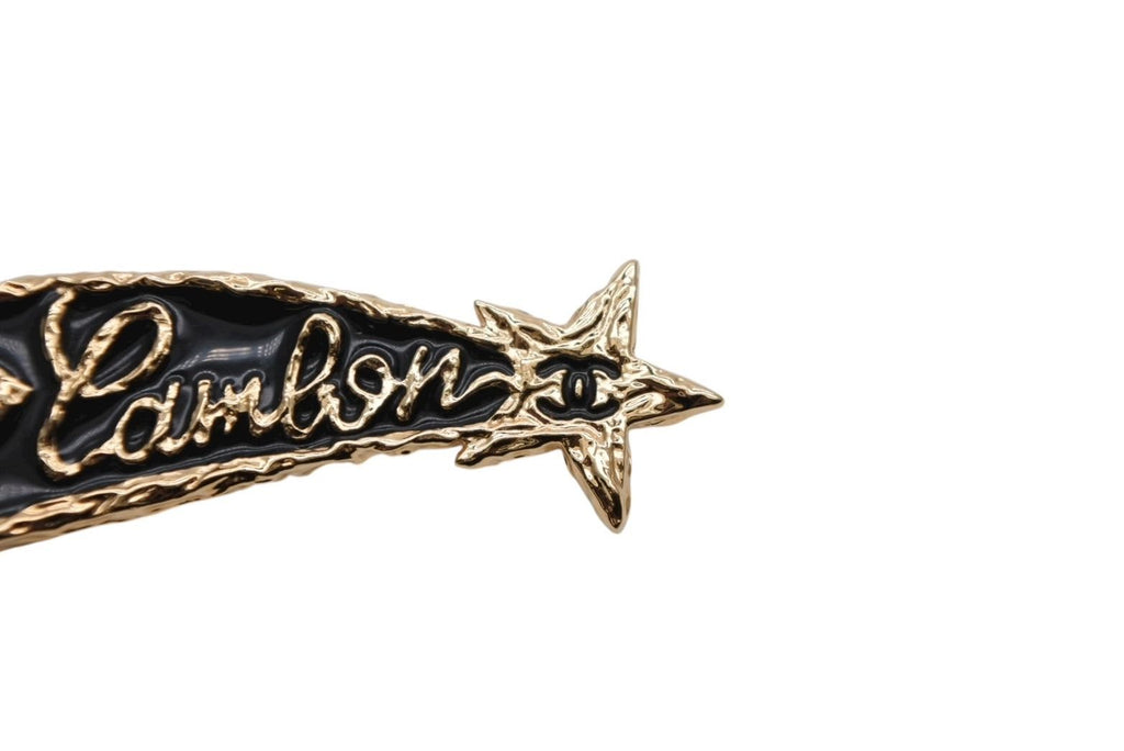 Chanel Brooch Shooting Star CC Logo Cambon Resin Metal Gold Black — view 6
