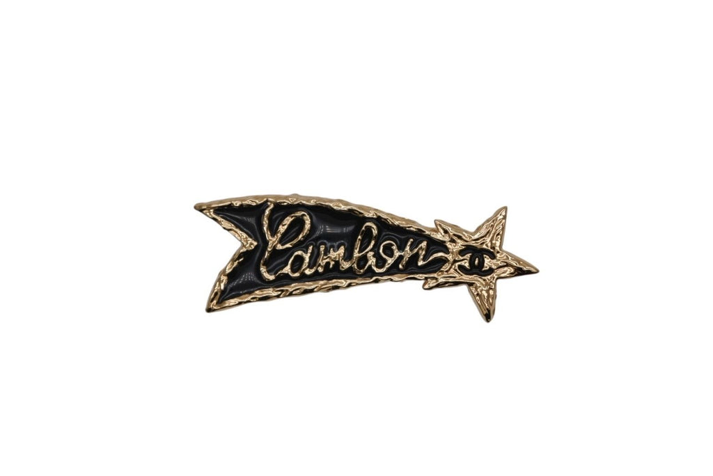 Chanel Brooch Shooting Star CC Logo Cambon Resin Metal Gold Black — view 2