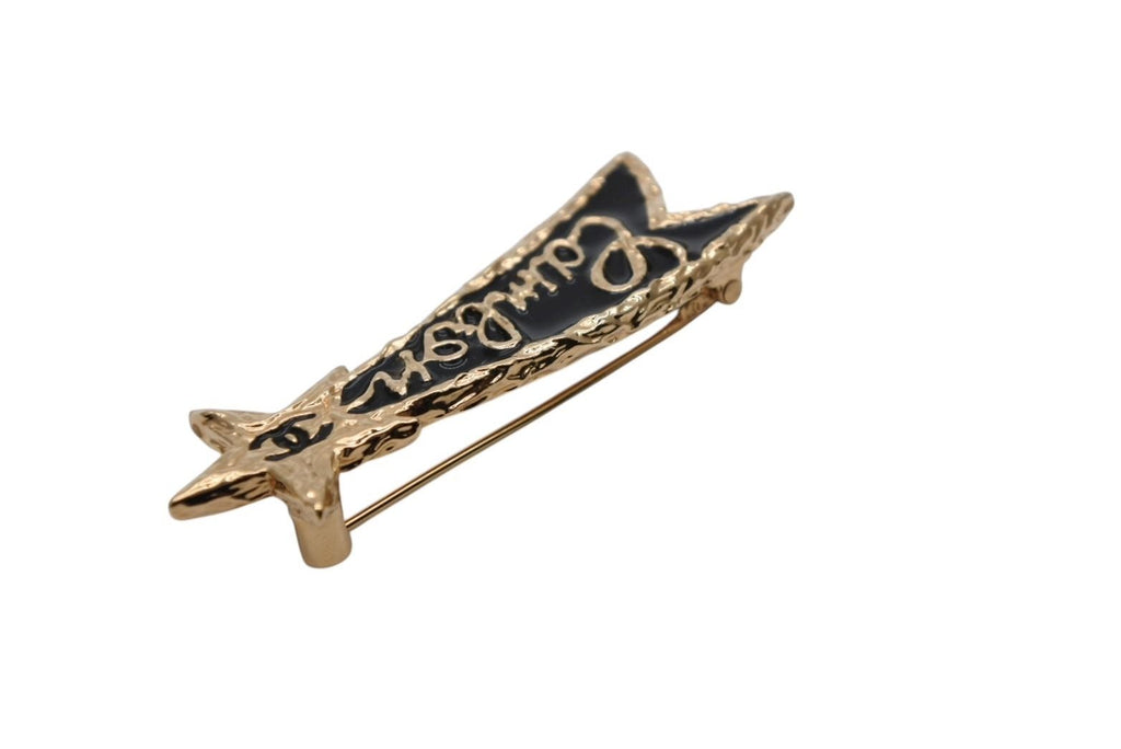 Chanel Brooch Shooting Star CC Logo Cambon Resin Metal Gold Black — view 5