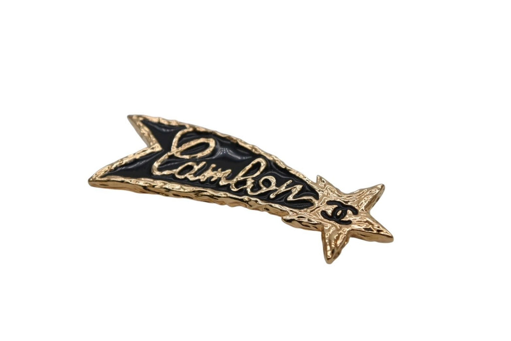 Chanel Brooch Shooting Star CC Logo Cambon Resin Metal Gold Black — view 7