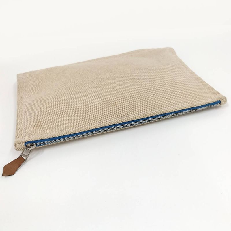 Hermes New Yachting GM Clutch Bag Canvas Beige — view 7