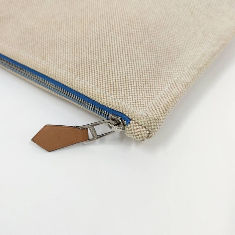 Hermes New Yachting GM Clutch Bag Canvas Beige — view 6