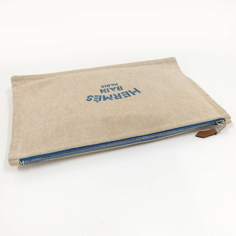 Hermes New Yachting GM Clutch Bag Canvas Beige — view 8