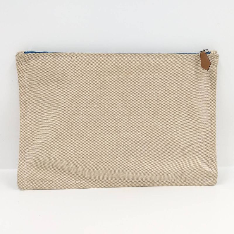 Hermes New Yachting GM Clutch Bag Canvas Beige — view 2