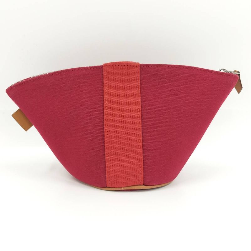 Hermes Palmyre Mini Cosmetic Pouch Canvas Red — view 2