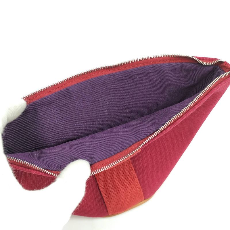 Hermes Palmyre Mini Cosmetic Pouch Canvas Red — view 9