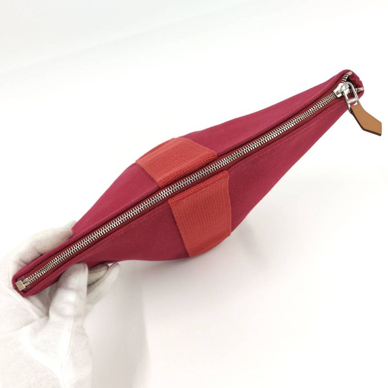 Hermes Palmyre Mini Cosmetic Pouch Canvas Red — view 8
