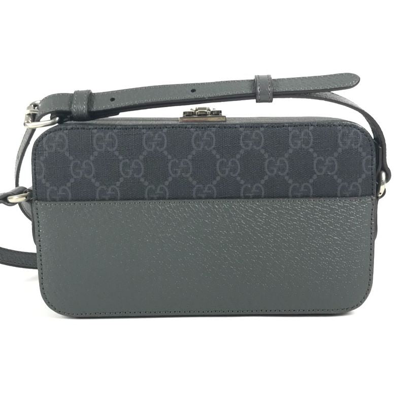 Gucci Shoulder Bag Cutout Interlocking G GG Supreme Canvas Gray — view 2