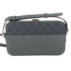Gucci Shoulder Bag Cutout Interlocking G GG Supreme Canvas Gray — view 2