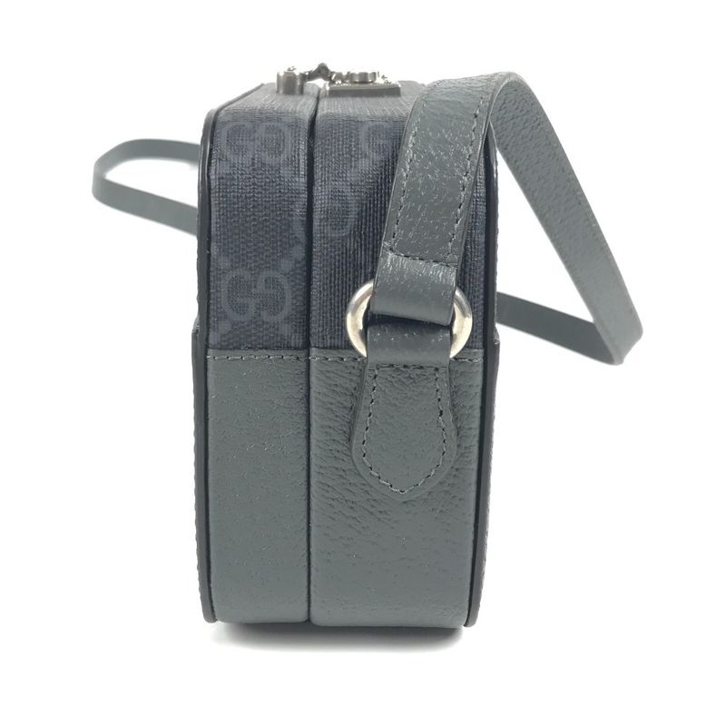 Gucci Shoulder Bag Cutout Interlocking G GG Supreme Canvas Gray — view 4