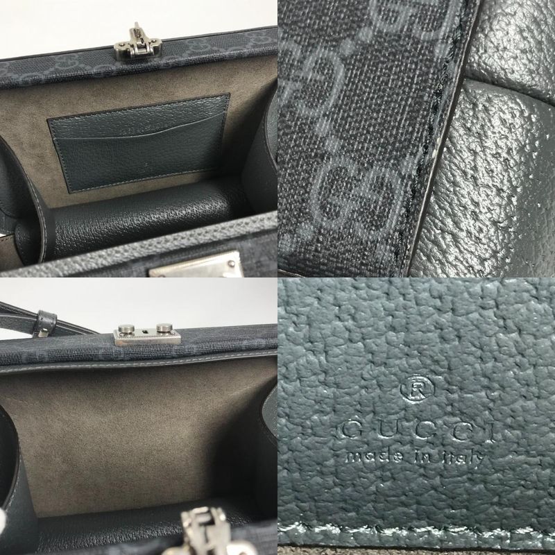 Gucci Shoulder Bag Cutout Interlocking G GG Supreme Canvas Gray — view 9