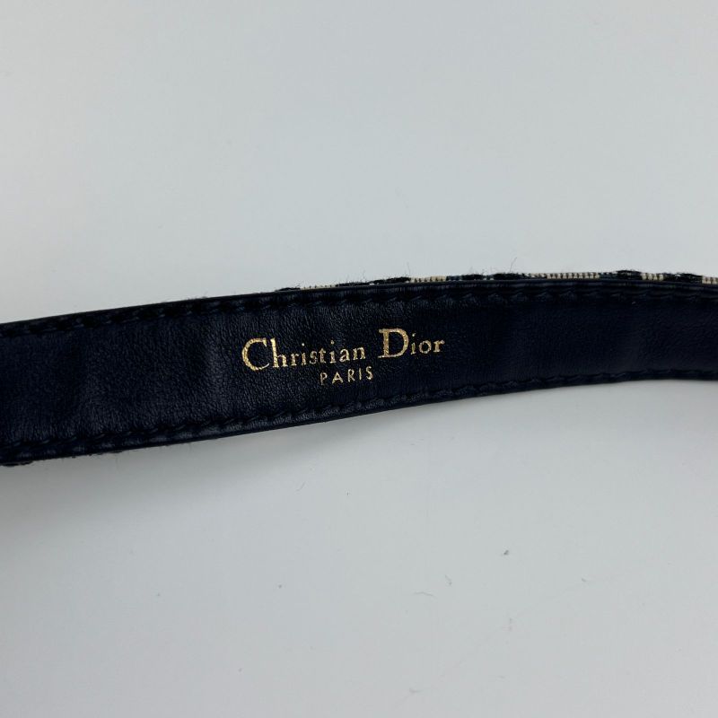 Christian Dior Trotter Belt 75 Leather Canvas Navy Vintage — view 6