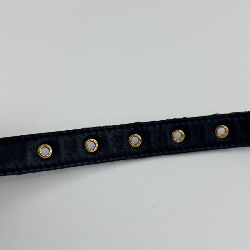 Christian Dior Trotter Belt 75 Leather Canvas Navy Vintage — view 7