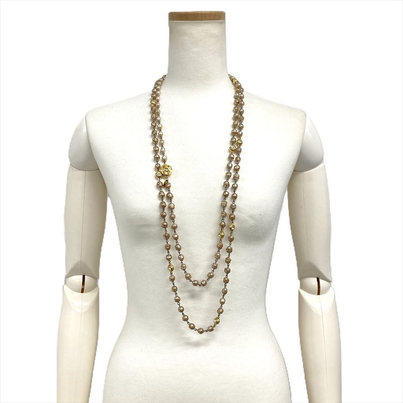 Chanel Vintage Long Necklace Metal Faux Pearl Rhinestone 184 cm — view 7