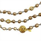 Chanel Vintage Long Necklace Metal Faux Pearl Rhinestone 184 cm — view 4