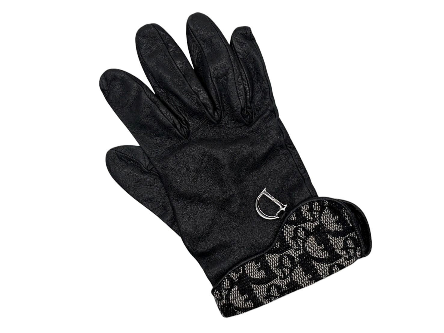 Dior Trotter Line Gloves Canvas Jeepskin D Charm Navy Black — view 4