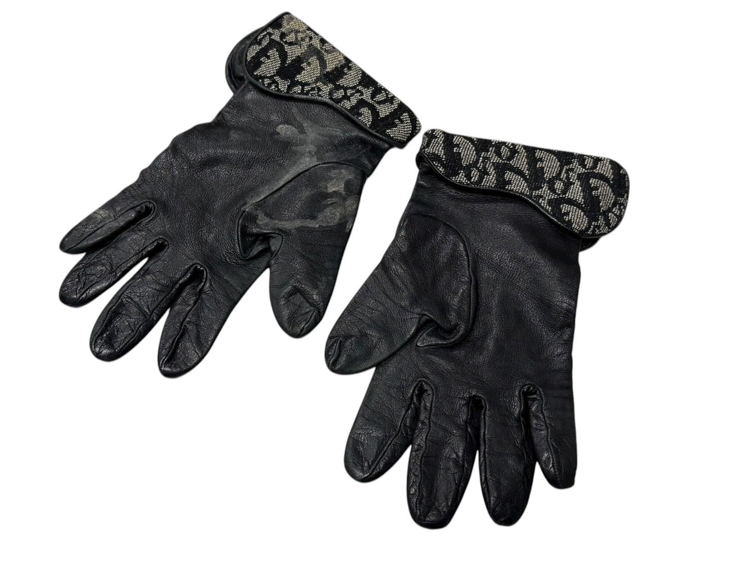 Dior Trotter Line Gloves Canvas Jeepskin D Charm Navy Black — view 2