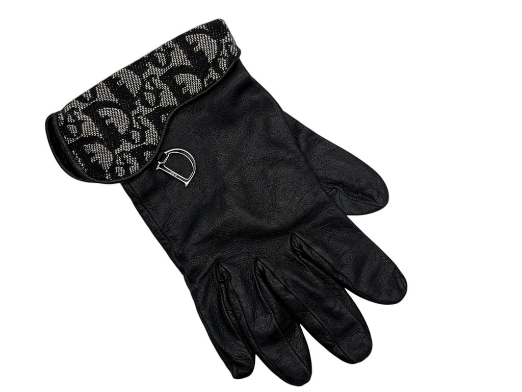 Dior Trotter Line Gloves Canvas Jeepskin D Charm Navy Black — view 3