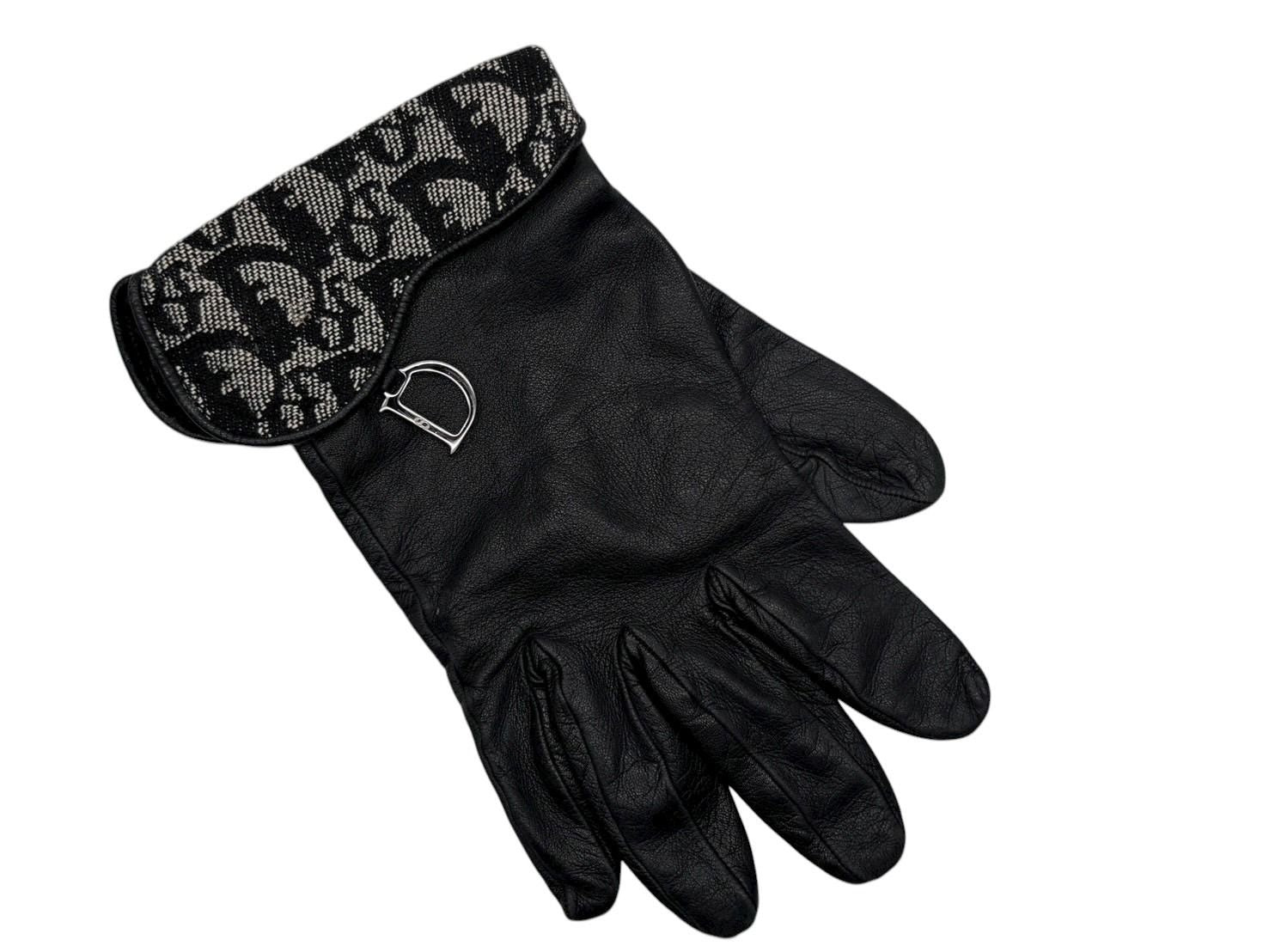 Dior Trotter Line Gloves Canvas Jeepskin D Charm Navy Black — view 3
