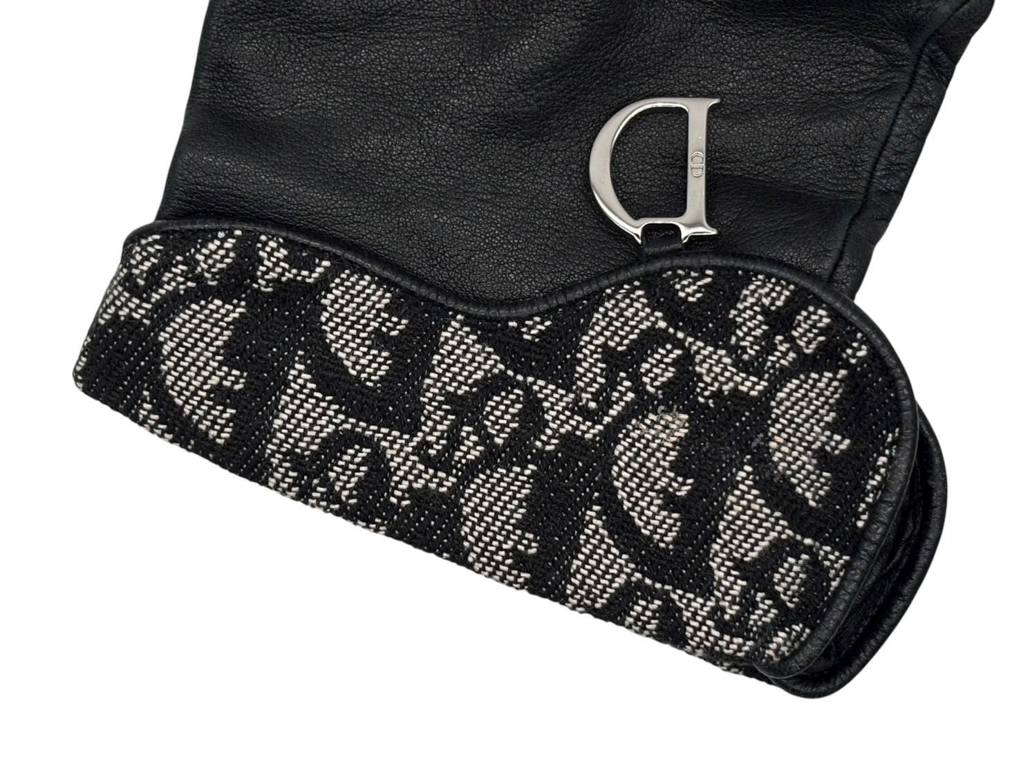 Dior Trotter Line Gloves Canvas Jeepskin D Charm Navy Black — view 5