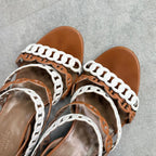 Hermes Romanza Leather Chaine Dancre Sandals Brown Strap 36 1 2 — view 3
