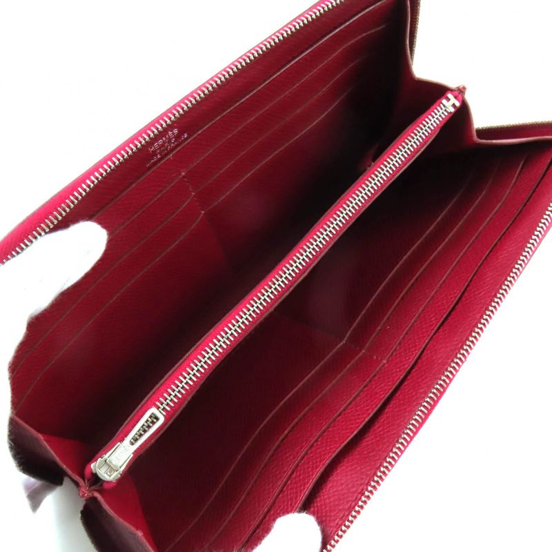 Hermes Azap Long Classic Ruby Vaux Epson Round Zip Wallet Engraved — view 7