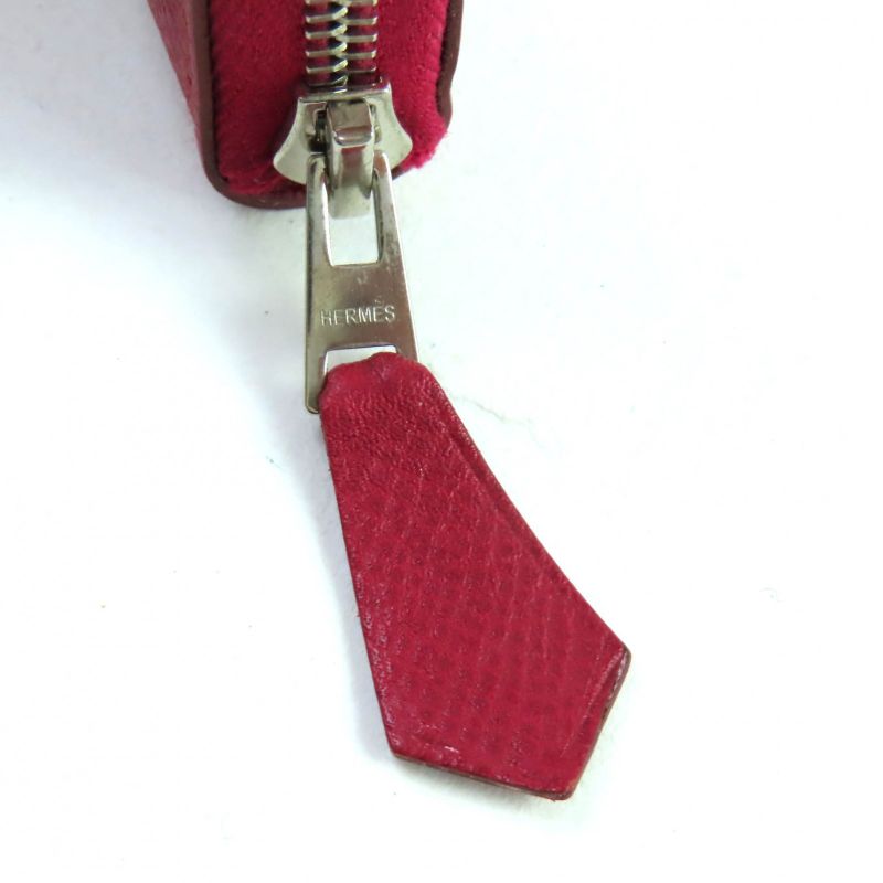 Hermes Azap Long Classic Ruby Vaux Epson Round Zip Wallet Engraved — view 6