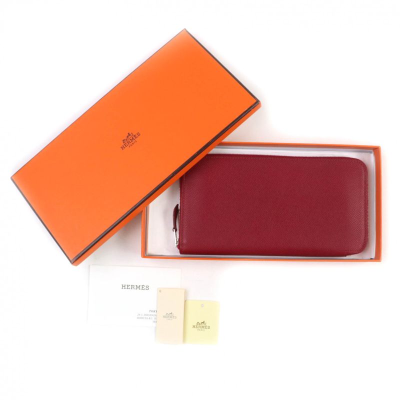 Hermes Azap Long Classic Ruby Vaux Epson Round Zip Wallet Engraved — view 2