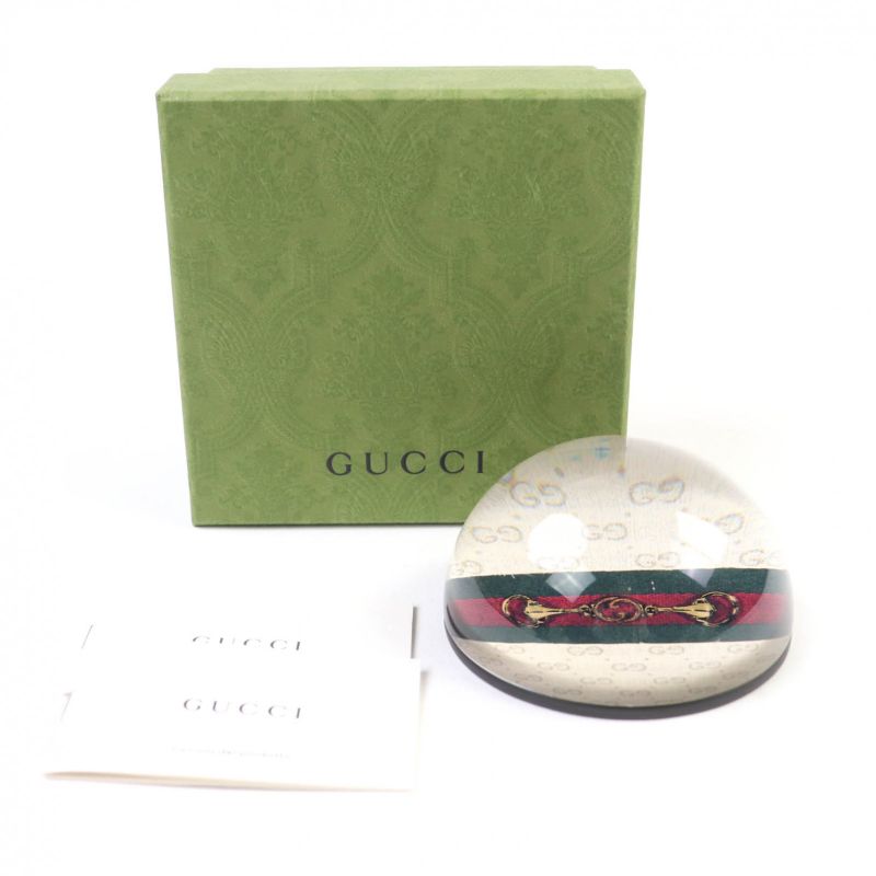 Gucci Glass Horsebit Sherry Line Interlocking G Paperweight Clear — view 2