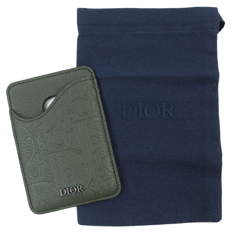 Christian Dior Saddle Logo Magnet Gravity Leather Card Holder Case — view 3