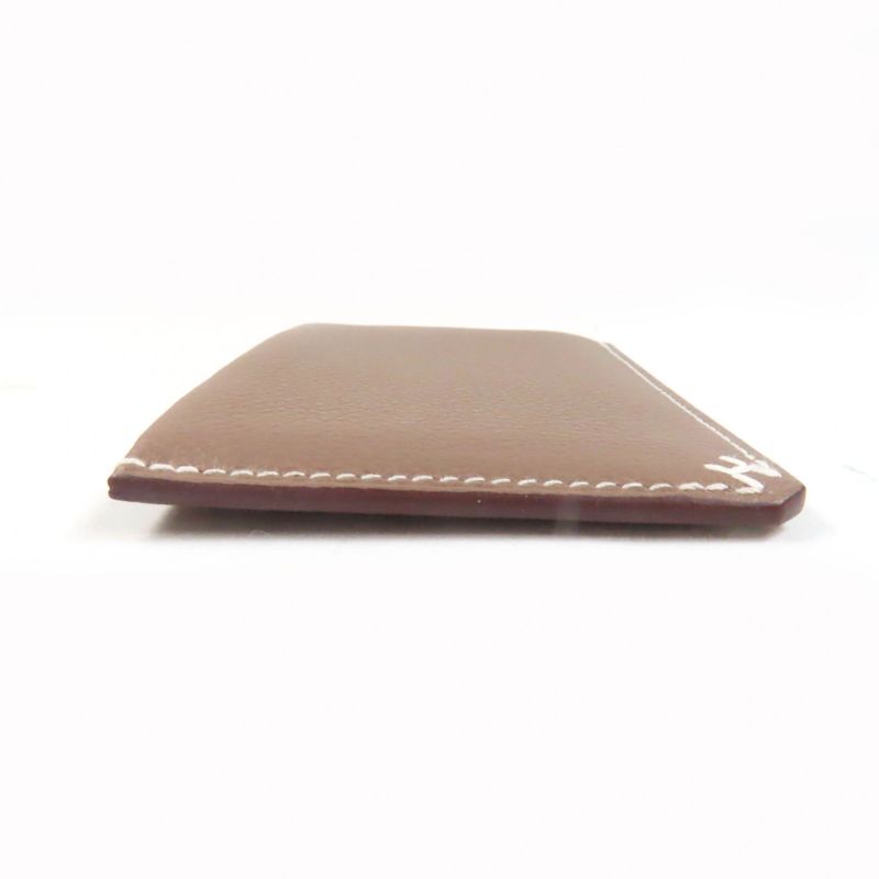 Hermes H Serie Vaux Evercolor Etoupe Bias Stitch Card Case Engraved B — view 5