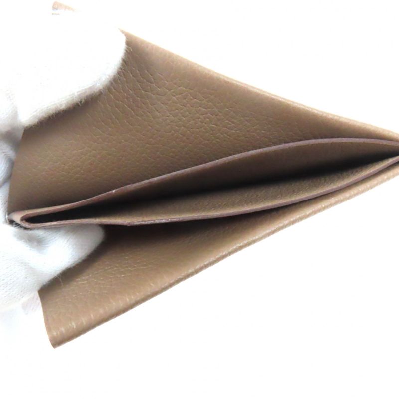 Hermes H Serie Vaux Evercolor Etoupe Bias Stitch Card Case Engraved B — view 8
