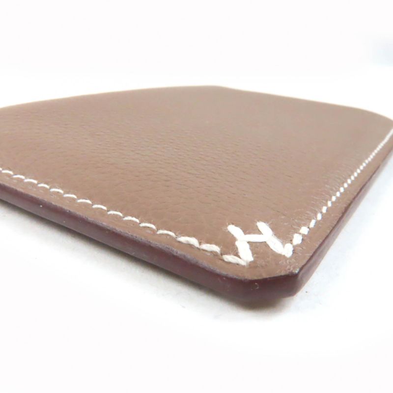 Hermes H Serie Vaux Evercolor Etoupe Bias Stitch Card Case Engraved B — view 7