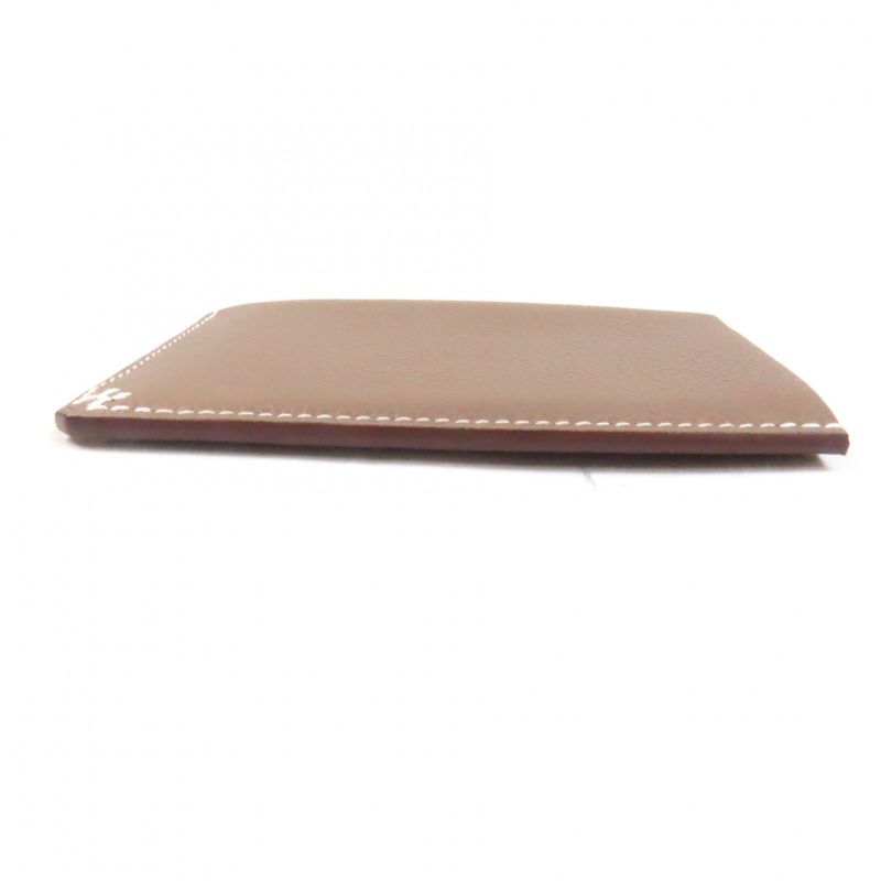 Hermes H Serie Vaux Evercolor Etoupe Bias Stitch Card Case Engraved B — view 6